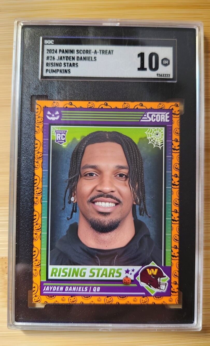 Panini 2024 Score-A-Treat Jayden Daniels Rising Stars Pumpkins #26 RC SGC 10
